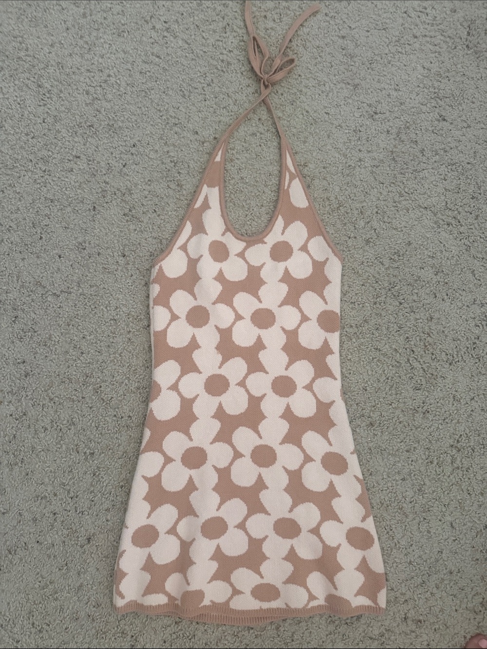 Pink Lily Blush Floral Halter Knit Dress